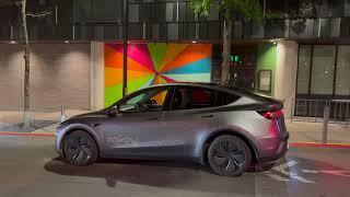 Tesla Robotaxi nighttime ride from the Alamo Drafthouse in Austin, TX to local shopping center