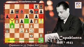 Greatest Chess Positional Play! Capablanca vs. Treybal Karlsbad 1929