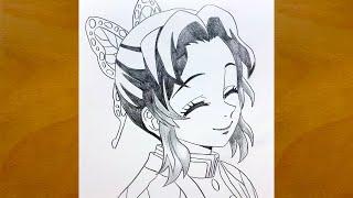 How to draw Shinobu Kocho from Demon Slayer | Anime drawing videos for beginners | Anime drawing