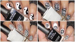 Easy Black and white Nail Art Design for Short Nails