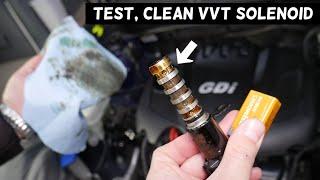 HOW TO TEST VVT SOLENOID, CLEAN VVT SOLENOID ON KIA SOUL FORTE SORENTO SPORTAGE RIO OPTIMA