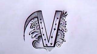 Beautiful and simple V letter drawing||V letter tattoo ||easy letters drawing||mfartpassion