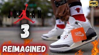 JORDAN 3 REIMAGINED 88 WHITE CEMENT DETAILED REVIEW & ON FEET W LACE SWAPS IN 4K!!