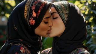 Muslim Women Kissing Each Other | Lesbian kss Love