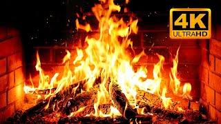  Cozy Fireplace 4K (12 HOURS). Fireplace with Crackling Fire Sounds. Fireplace Ambience