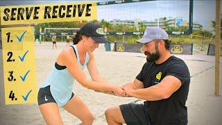 How To Pass a Volleyball In Serve Receive - Beach Volleyball