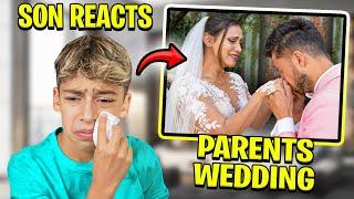 11 Year Old Son REACTS To Our WEDDING VIDEO.. EMOTIONAL 