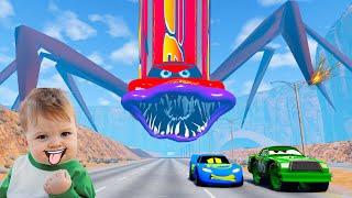 Crazy Escape Lightning McQueen from Giant Monster Eaters | Compilation | BeamNG.Drive