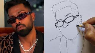 How to Draw Hardik Pandya / Cricketer Hardik Pandya Drawing