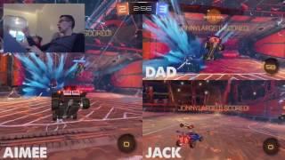 Rocket League on the Xbox - Aimee versus Jack and Dad in a 13 Goal Thriller