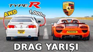 1.000hp AWD Honda Porsche 918 Spyder'a karşı: DRAG YARIŞI