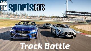 TRACK BATTLE: Audi R8 Performance Spyder vs BMW M8 Competition Cabrio vs Mercedes-AMG GT R Roadster