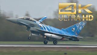 (4K) The NEW Bavarian Tiger Eurofighter Typhoon Livery 31+01 arrival at TaktLwG 74 Neuburg ETSN