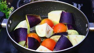 Quick Brinjal Tomato Recipe For Dinner!!