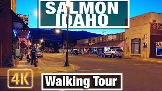 4K City Walks - Salmon, Idaho at Night - Small Town - Virtual Walking Trails for Treadmill Scenery