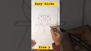 Easy birds drawing from y#trending #birds drawing #national birds day drawing #subscribe #support