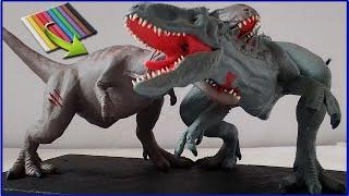 TIRANOSAURUS REX vs INDOMINUS REX with Clay/Plastilina. Jurassic Park .