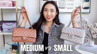 CHANEL SMALL VS MEDIUM CLASSIC FLAP - Is It Worth It? | What Fits & Mod Shots