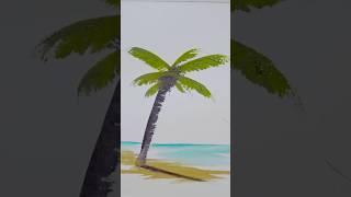 60 Second Watercolour Lesson. A Palm Tree & Beach