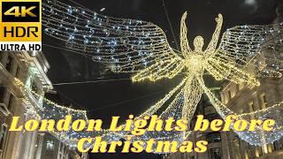 LONDON CHRISTMAS LIGHTS 2024 | Walking Tour [4K]