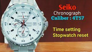 Seiko Chronograph SKS623P1 Time setting and Stopwatch reset.TrendWatchLab. Caliber 4T57.