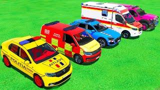 DACIA, VOLSKWAGEN, AUDI POPLICE CARS and MERCEDES, FORD AMBULANCE EMERGENCY TRANSPORT ! FS22