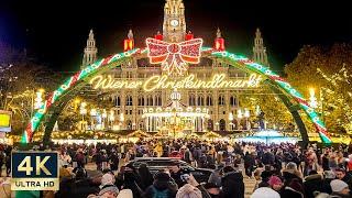 Vienna Christmas Market 2022  4K Rathausplatz Walking Tour 2022