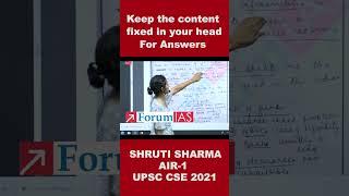 Keep the content fixed in Your Head for Answers  | Shruti Sharma | AIR-1| UPSC CSE 2021 #shorts