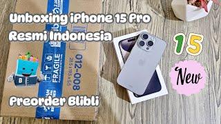 Unboxing iPhone 15 Pro Natural Titanium Resmi Indonesia | Preorder Online di Blibli 🩶