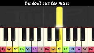 Apprendre au piano "On écrit sur les murs" des Kids United (très facile pour enfants ou débutants)