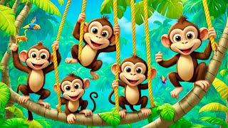 Five Little Monkeys Jumping on the Bed | Fun Counting Song for Kids | Nursery Rhymes & Kids Songs