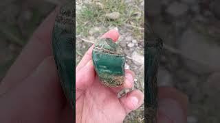 beautiful green.  #rockhounding #riverstone