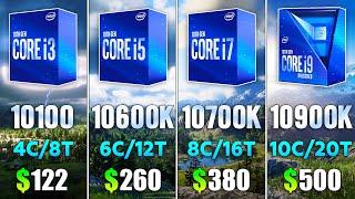 i3 10100 vs i5 10600K vs i7 10700K vs i9 10900K