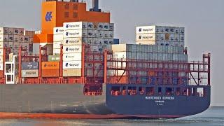 4K SHIPSPOTTING WESTERSCHELDE NIEDERLANDE 2023 - NEU HAPAG LLOYD CONTAINER SCHIFF MONTEVIDEO EXPRESS