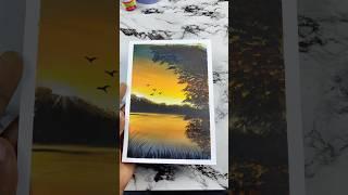 sunset painting | acrylic sunset lake painting #art #painting#acrylic #drawing @Joonyart