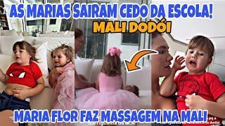 VIRGINIA AVISA MÉDICA QUE Maria Alice está DODÓI/Maria Flor faz massagem na barriguinha da irmã.