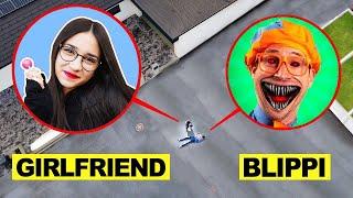 DRONE CATCHES CURSED BLIPPI with GIRLFRIEND in REAL LIFE (They Break Up!)