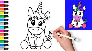 How to draw a unicorn  Painting and Coloring for Kids & Toddlers