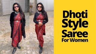 Draping Style 28 | Step by step Saree Draping demo in Dhoti Style for women