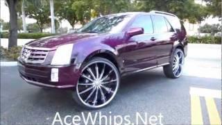 AceWhips.NET- Arctic Customs- Candy Purple Cadillac SRX on 28" Bentchis