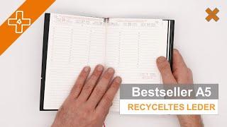 X17 Bestseller in A5: Recyceltes Leder in schwarz - Paket mit Kalender und Notizheft