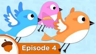 Cartoon | Sparrows Learn to Fly | Treetop Family Ep. 4 | Super Simple Songs