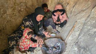 Magic Cave: Tayyaba takes shelter with her orphans in a magic cave from the storm.