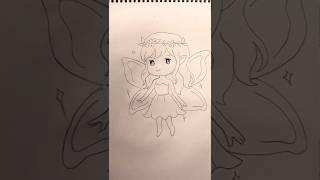 Magical fairy girl drawing! Watch till the end for a  fairy surprise! #shorts #fairydrawing