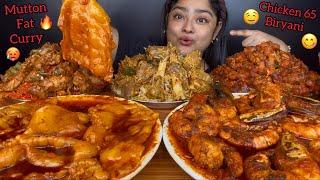 SPICY MUTTON FAT CURRY, CHICKEN 65 BIRYANI, MUTTON BIRYANI, SPICY TIGER PRAWNS CURRY & FRIED RICE