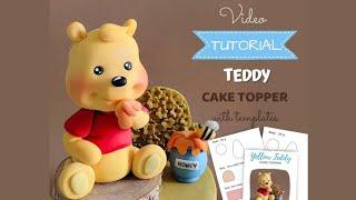 Fondant Yellow Teddy Bear cake topper tutorial 