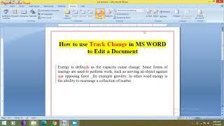 How To Use Track Change In Microsoft Word | technical umair sharif