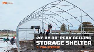 TMG Industrial 20' x 30' Straight Wall Peak Ceiling Storage Shelter - TMG-ST2031E