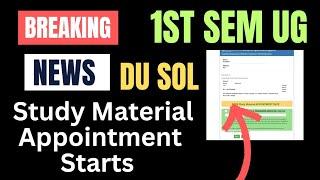 Sol first Semester study material appointment Starts Big Update| sol study material first semester