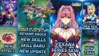 REVAMP GROCK NEW SKILLS UPDATE, VEXANA/MIYA/FLORYN NEW SKIN SERIES, LUNOX MPL - MLBB UPCOMING SKIN